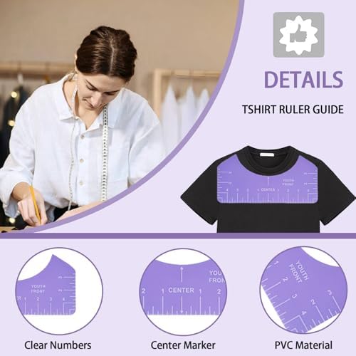 DNSGOOR Sublimation Shirts Tool Kits for Vinyl Alignment,Portable Pad for Ironing,T-Shirt Rulers Guide and Teflon Sheet for Cricut Heat Press HTV Vinyl Center Designs,Craft Sewing Accessories