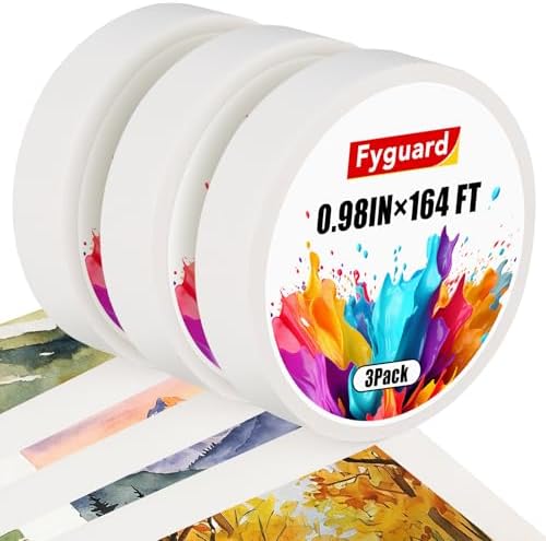 Artist Tape for Watercolor Paper, Acid Free, 3 Rolls, 0.98 in