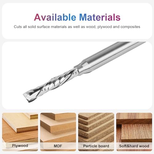 SpeTool Spiral Compression Router Bit 3/16" Cutting Diamter 1/4" Shank, Solid Carbide Router Bit Up Douwn Spiral Router Bits End Mill for CNC Wood Carving