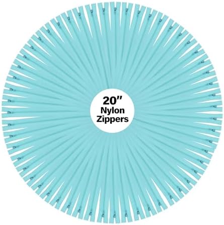 Mandala Crafts 60 PCs Turquoise Closed-End 20 Inch Nylon Zippers for Sewing