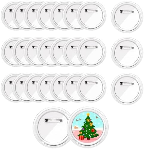 25 Pcs 2.3 Inch Clear Acrylic Blank Button Pins, DIY Craft Badge Making Supplies for Custom Photo Buttons, Homemade Badges, School Projects, Team & Event Badges