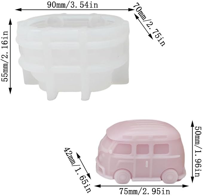 Cestony 3D Camper Van/Bus/Car Shaped Silicone Molds for DIY Cake Fondant Biscuit Cookies Soap Sugar Pudding Chocolate Hard Candies Dessert Candle Deco
