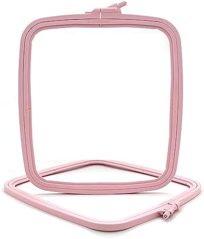 Nurge Square Embroidery Hoop - Plastic Cross Stitch Frame for Needlepoint & Embroidery - Adjustable Craft Hoop - Pink - No:4 (Large)