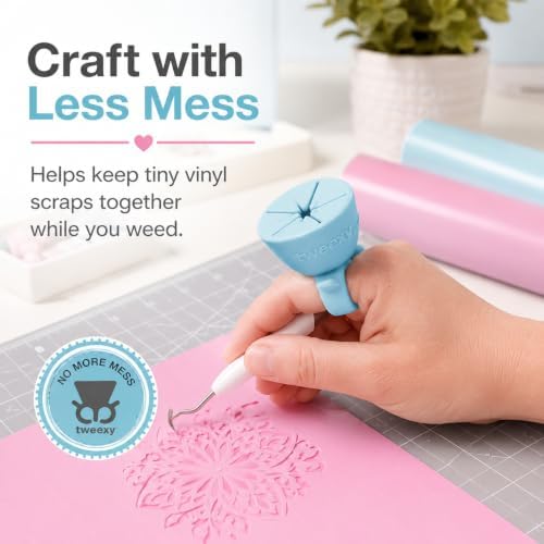 tweexy Craft Vinyl Weeding Scrap Collector Ring for Heat Transfer Vinyl, HTV Crafting Adhesive Paper Sheets Holder (Sky)