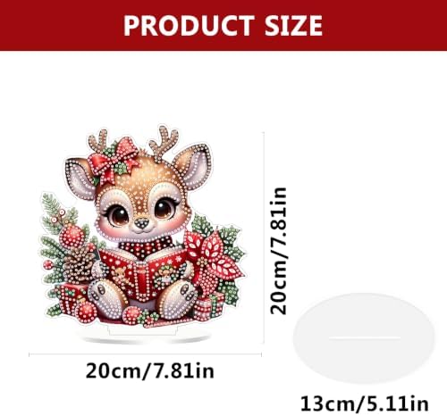 Christmas Diamond Art Kits for Adults,Fawn Reading Book Diamond Painting