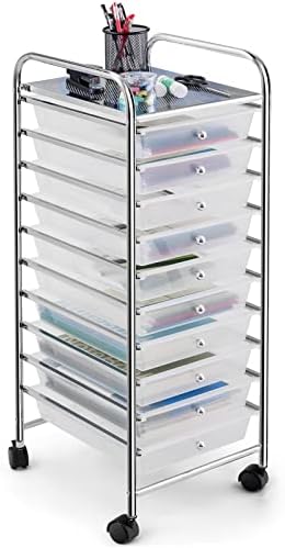 COSTWAY 10-Drawer Rolling Storage Cart, Utility Mobile Trolley