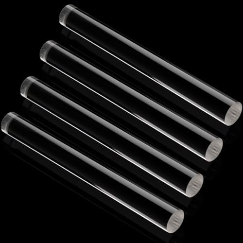Clabby 4 Pieces Acrylic Clay Roller Plastic Polymer Pin, 7.68 x 0.79 Inch | Clear Plastic Tube Roller, Small Rolling Pins for Crafts, Bulk Pack Handmade Art Supplies, Smooth Surface DIY Projects