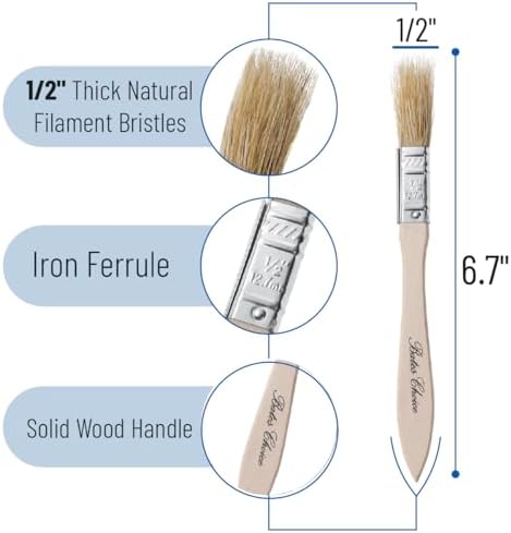 Bates- Chip Paint Brushes for Painting, 1/2 Inch, 36 Pack, Wood Handle, Natural Bristle Paint Brush