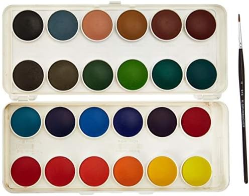 Grumbacher Transparent Watercolor Set, 24 Colors & Brush