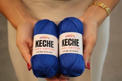 Cotton Yarn - 100% Cotton Yarn for Crocheting and Knitting, Mercerized Cotton Amigurumi Yarn Fine-Sport 2 1.76 oz (50g) / 136 Yrds (125 m) 2 Skeins - Yellow