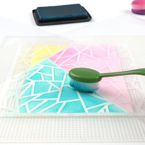 2PCSLow Tack Sticky Mat with Grid for Stamping Stenciling Ink Blending Clear Photopolymer Craft Low Tacky Mat Stamp Mat and fixed Stamp Blending DIY Projects Paper Card Scrapbooking ink blending fixed