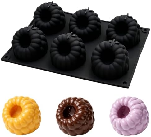 6-Cavity Raspberry Silicone Molds, 3D Fruit Shape, for Mousse Cake, Pastry