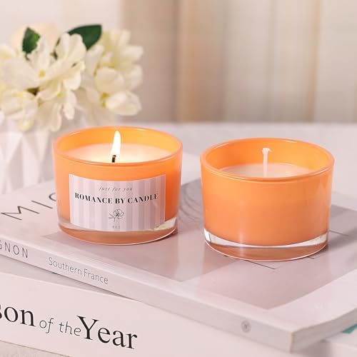 12 Pcs 4 oz Orange Glass Candle Jars with Lids& Labels for Candle Making