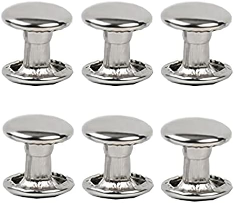 300sets Stainless Steel Leather Rivets Double Cap Rivet Tubular Metal Studs Repairs Decoration Craft Accessories for Leather Craft Clothes Shoes Bags Belts (6mm Silver)