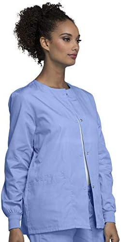 Cherokee WW Originals Scrubs Jacket for Women Snap Front 3 Pockets