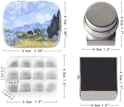 Portable Travel Watercolor Palette, Mini Metal Tin Box,12-Well Empty Tins