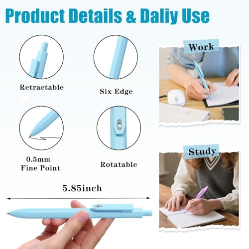 Vitoler Pens, 8 Pack 0.5mm Fine Point Cute Gel Pens with Fidget Quick Dry