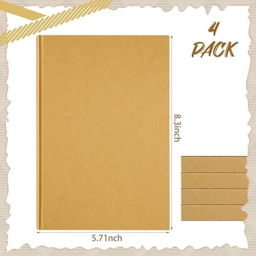 Henoyso 4 Pcs A5 Blank Notebook Journal Hardcover Sketchbook, 8.3 x 5.7 in