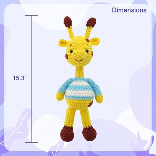 Noocro Amigurumi Crochet Kit for Beginners, Intermediate and Advanced Crocheters, DIY Crochet Plushie Kit with Complete Kit, Detailed Instrucions and Video Tutorial - Fun Craft Gift (Giraffe)
