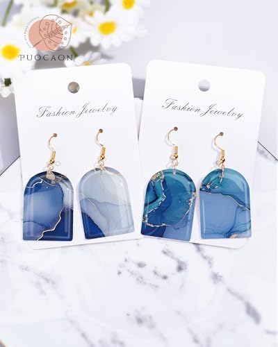 Puocaon Abstract Clay Transfer Paper - 18 Pcs Colorful Marble Art Design Transfer Sheets for Polymer Clay Colorful Earrings Design Jewelry Making