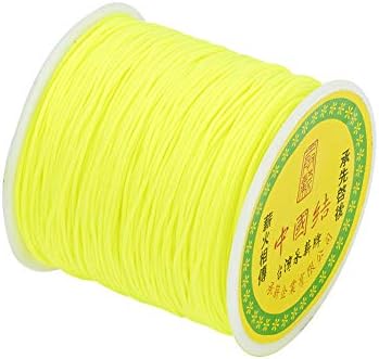 100 Yards 0.8mm Braided Nylon Crafting Thread Chinese Knotting Beading String Macrame Cord Rope for Necklace Bracelet Jewelry Craft Making, Yellow