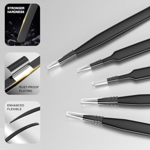 Antonki 12-in-1 Precision Metal Tweezers Set with Leather Case