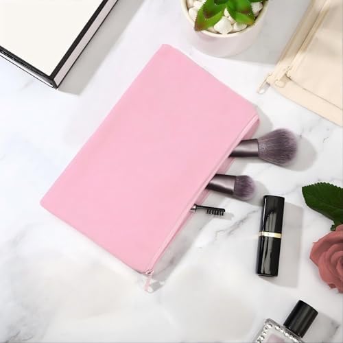 Gejoy 10 Pack Blank Canvas Cosmetic Bags Zipper Pouch DIY,M,Pink