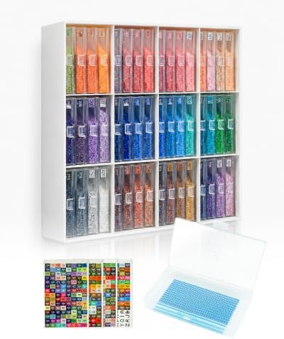 forever young 48PCS Extra Large Diamond Art Storage Containers Trays＆Stand