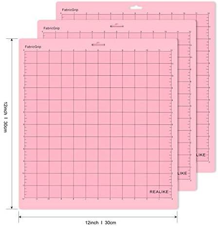 REALIKE 12x12 FabricGrip Cutting Mat Compatible with Cricut Maker 3/Maker 4/Maker/Explore 3/4/Air 2/Air/One(3 Mats), Fabric Adhesive Sticky Cut Mats for Crafts, Quilting, Sewing and All Arts