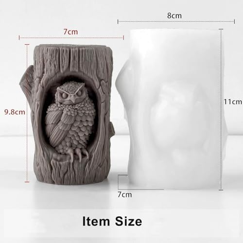 Konrisa Candle Making Molds,Tree Stump Owl Silicone Candle Molds for Resin Candle Soap,Epoxy Resin Casting Molds, DIY Cylinder Candle