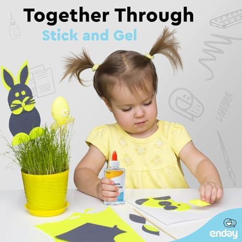 Enday Clear Glue 5oz (6 Pack) – Clear Craft Glue for Slime, Liquid Glue Bottles, Non-Toxic School Glue, White Glue Craft Adhesive, Bulk Glue for Kids, Classroom & Art Projects