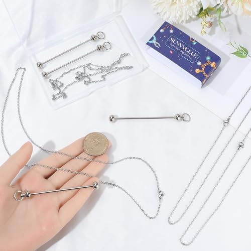 SUNNYCLUE 1 Box 6 Pack Beadable Necklace Blanks Bar Necklace Blanks Silver 60cm Long Stainless Steel Cable Chains with Beading Keychain Bars Kit for Jewelry Making Women Adults DIY Crafts Supplies