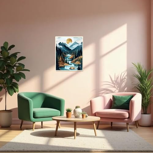 Mountain Paint by Numbers Kit for Adults Beginner Landscape Oil Painting Kit Adult Paint by Number Kits on Canvas Sunset DIY Painting for Beginners Art by Numbers for Gifts Home Wall Decor 16x20 Inch