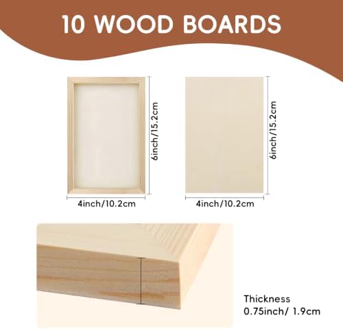 10 Pack 4x6 Inch Unfinished Wood Panel Boards for DIY Painting Art Crafts