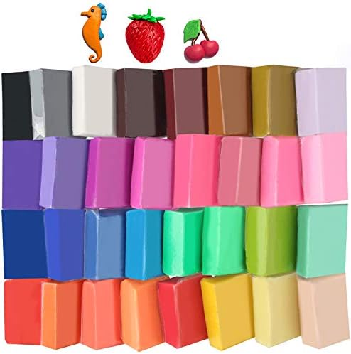 Tomorotec 32 Colors Polymer Clay Kit, 9.6 oz Soft Oven Bake Clay for Kids | Easy to Condition by Hand, Flexible for Blending and Stamping, Accepts Acrylic Paint and Alcohol Ink After Baking