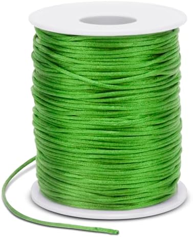 1.5mm Nylon Cord 328 Feet Satin Cord Nylon String for Bracelets, Bracelet Thread Bead String for Jewelry Making, Necklace, Chinese Knotting, Beading, DIY Crafts (Fruit Green)
