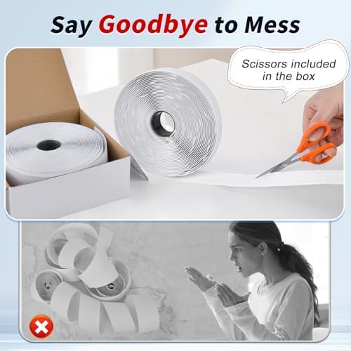1 Inch x 27Ft Hook and Loop Strips with Adhesive, Double Sided Self Adhesive, Nylon Self Tape for Home Office School and Crafting