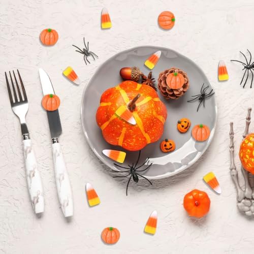JUNEBRUSHS 50 Pcs Fake Candy Corns Artificial Pumpkin Resin Ornaments
