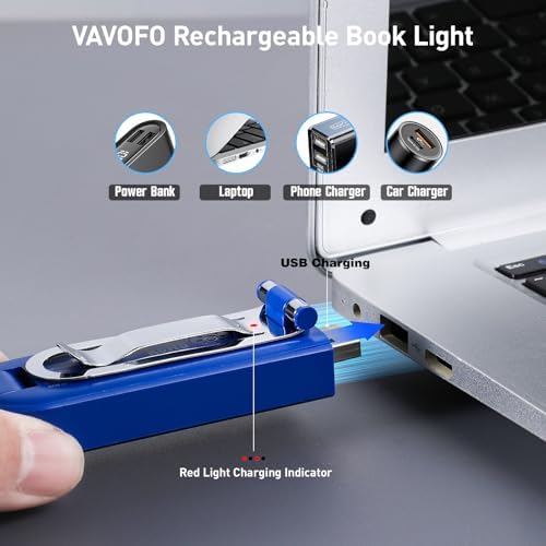 VAVOFO USB Rechargeable Book Light, Bookmark Clip on LED Reading Light