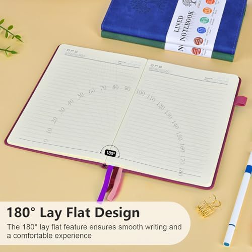 Lined Notebook 5.9"x8.5", Hardcover Leather Journal for Women Men,160 Pages | Medium Size 100 Gsm Writing Journal, Leather Journaling Notebooks for Work School Business Travel Note taking & Daily Diary