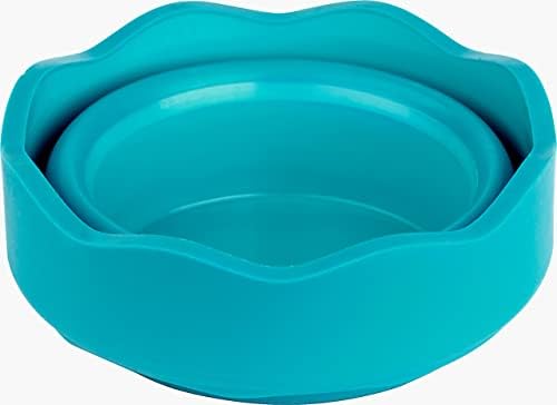 Faber-Castell Clic & Go Portable Paint Water Cup with Brush Holder, Turquoise - Collapsible Paint Brush Cleaner Rinse Cup, Travel Friendly Painting Accessories (Pack of 6)