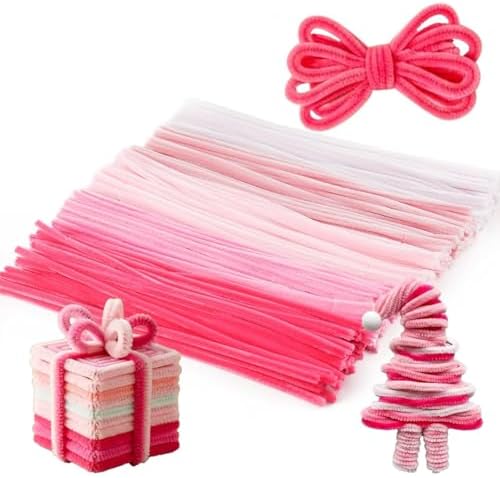 Caydo 200 Pieces Assorted Pink Pipe Cleaners for Crafts