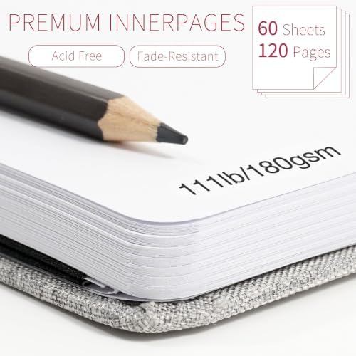 Vienrose 8.7"x5.7" Sketch Books, Linen Cover Sketching Book with Acid-Free Paper, 111lb/180gsm Drawing Pad for Kids, Beginners & Professionals, Art Supplies for Adults & Students(Black, 60 Sheets)