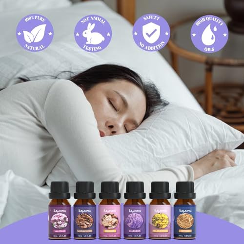 SALKING Sleep Essential Oils Set, Pure and Natural Diffuser Oil, 6 x 10 ML
