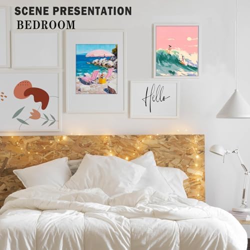 XUNLURY Pink Pastel Coastal Diamond Art Kits 2 Pcs, Summer Beach Umbrella Surfer Girls Diamond Painting Kits for Adults Beginners, Full Drill Diamonds Dots for Home Decor, 9.8x11.8 Inch