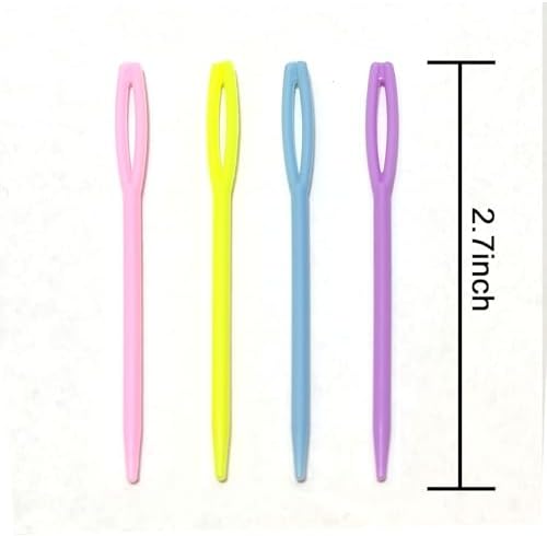 52Pcs 2.7 "Large Eye Plastic Sewing Needles,Learning Needles,Yarn Needles Darning Needle Tapestry Needles,Safety Plastic Lacing Needles for DIY Sewing Handmade Crafts,4 Colors