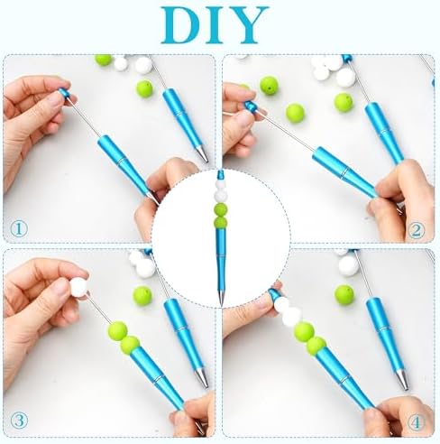 30Pcs Sky Blue Beadable Pens Beaded Ballpoint Pens Bulk for DIY Writing