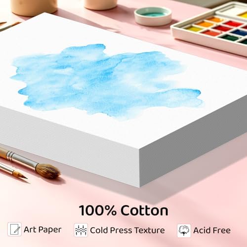 64 Sheets Watercolor Paper 5x7, 140lb/300gsm Cold Press Watercolor Paper