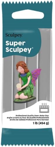 Super Sculpey: Polymer Clay: Gray - 1 lb Pack - Soft Oven Bake Clay, Non-Toxic, Created for Advanced Sculptors-Artists-Model Makers-Movie Studios