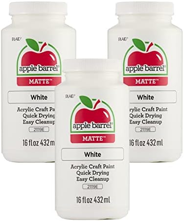 Apple Barrel, Matte Acrylic Paint, 16 fl oz, White (Pack of 3)